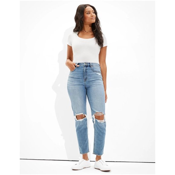 American Eagle AE Ripped Mom Jean sz 10 Women's - Picture 15 of 15